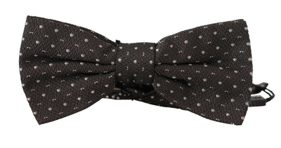 Dolce & Gabbana Gray Polka Dot 100% Silk Neck Papillon Tie