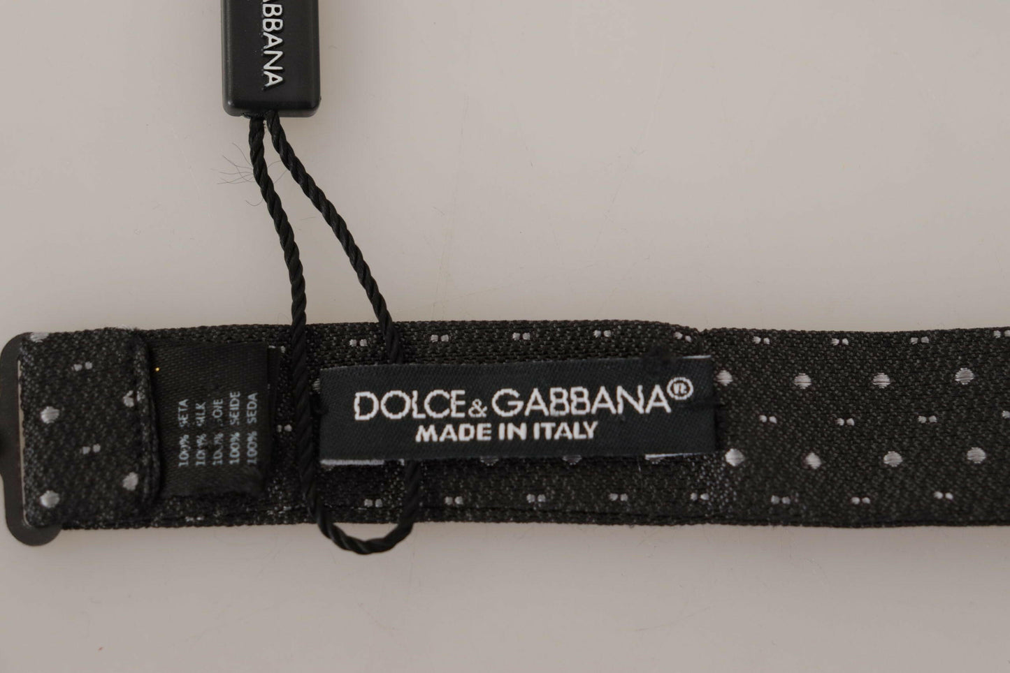 Dolce & Gabbana Gray Polka Dot 100% Silk Neck Papillon Tie