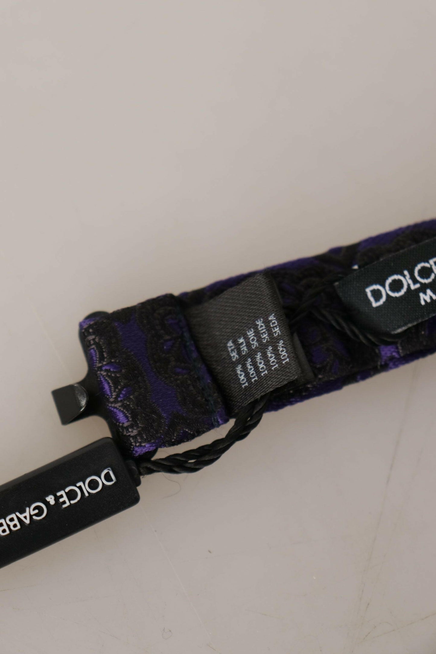 Dolce & Gabbana Blue Geometric Silk Adjustable Neck Papillon Tie