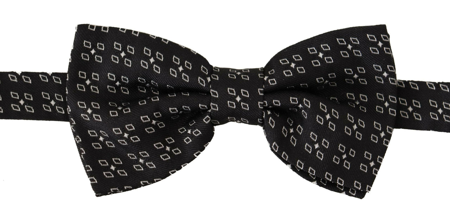 Dolce & Gabbana Black White Polka Dot 100% Silk Neck Papillon Tie