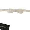 Dolce & Gabbana White 100% Silk Slim Adjustable Neck Papillon Tie