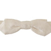 Dolce & Gabbana White 100% Silk Slim Adjustable Neck Papillon Tie