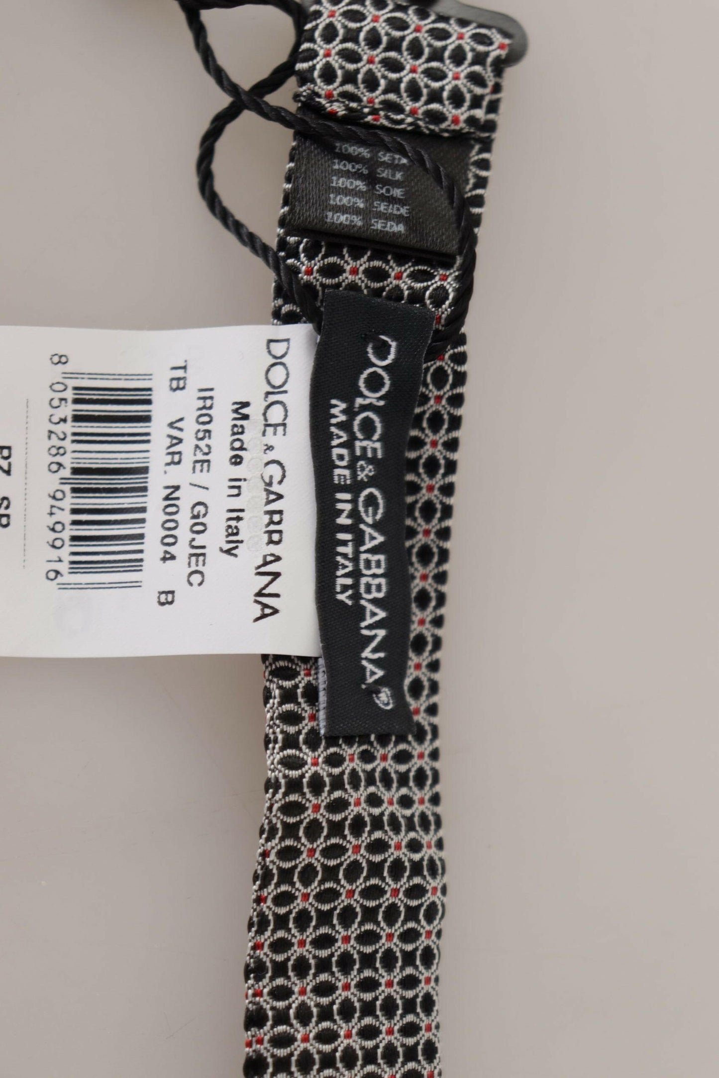 Dolce & Gabbana Black White Flower Pattern Silk Neck Papillon Tie