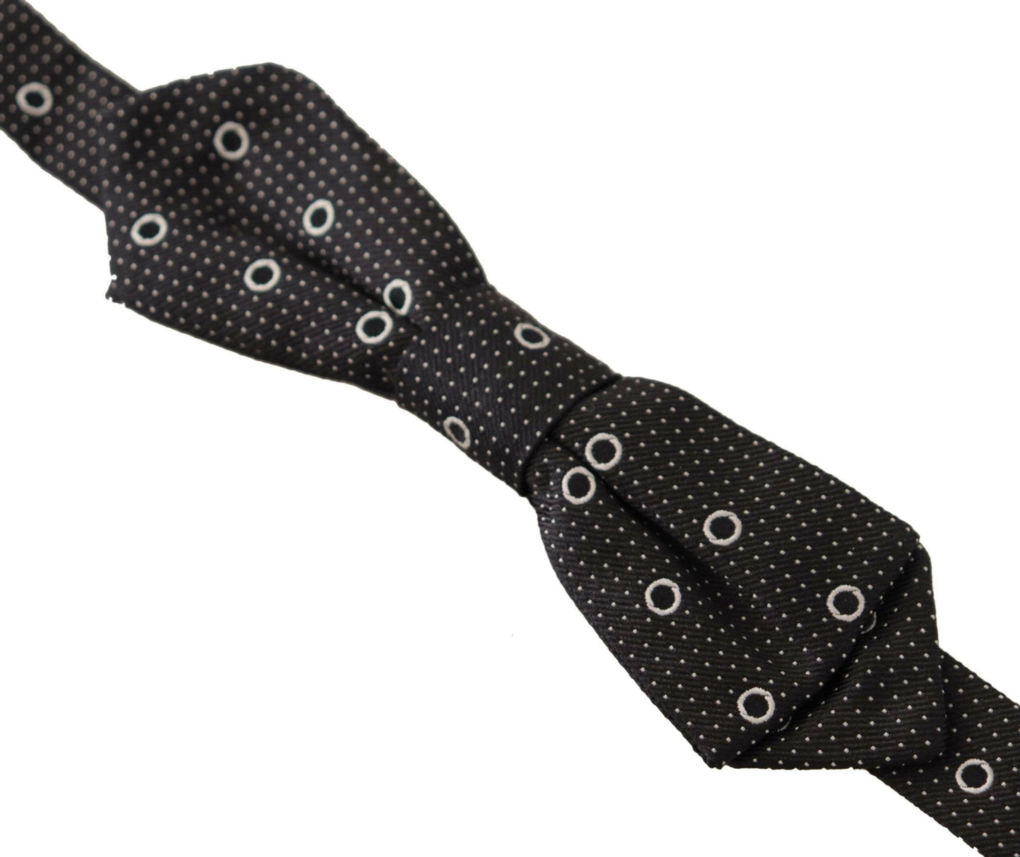 Dolce & Gabbana Black White Polka Dot 100% Silk Neck Papillon Tie