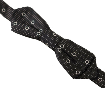 Dolce & Gabbana Black White Polka Dot 100% Silk Neck Papillon Tie