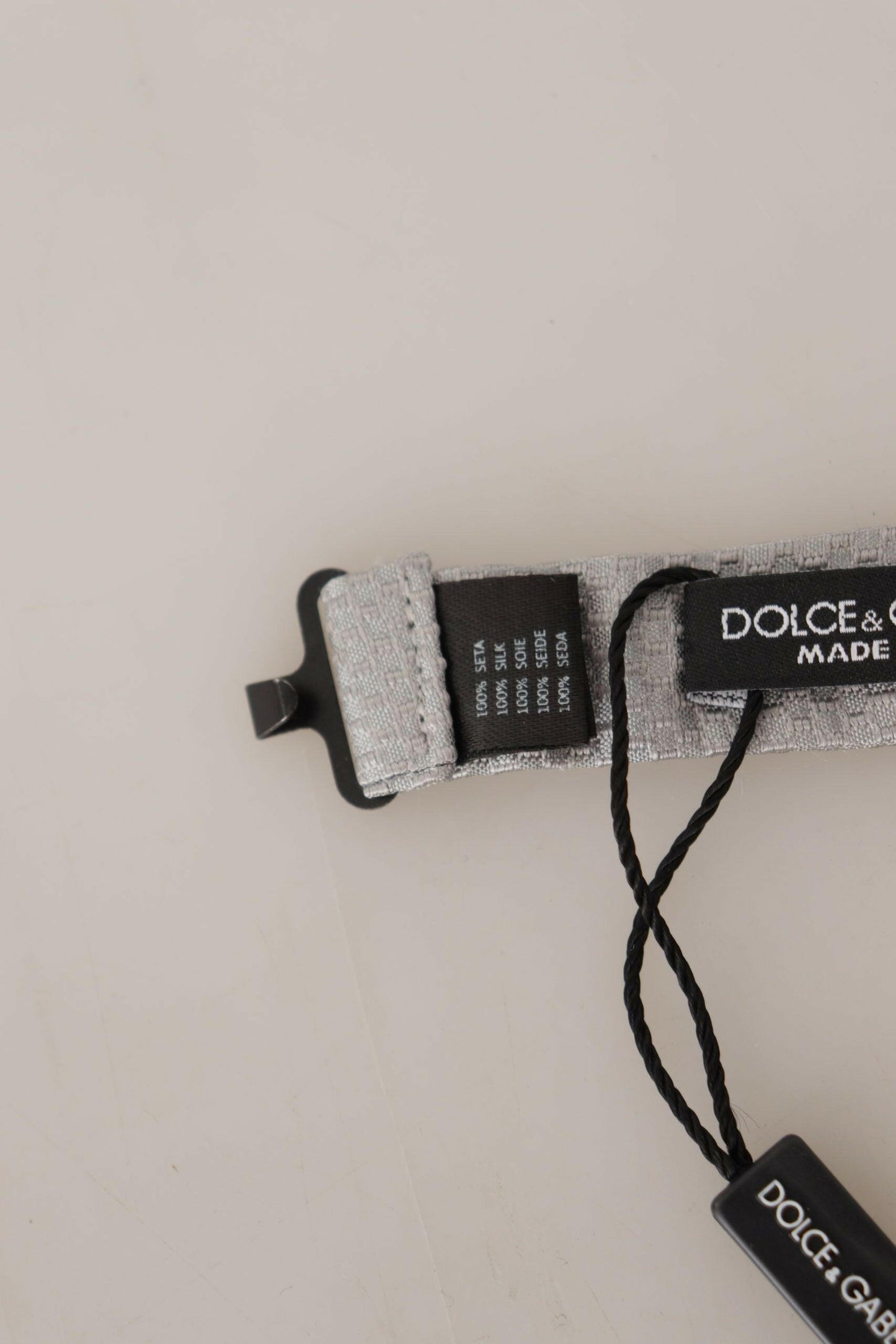 Dolce & Gabbana Gray 100% Silk Adjustable Neck Papillon Tie