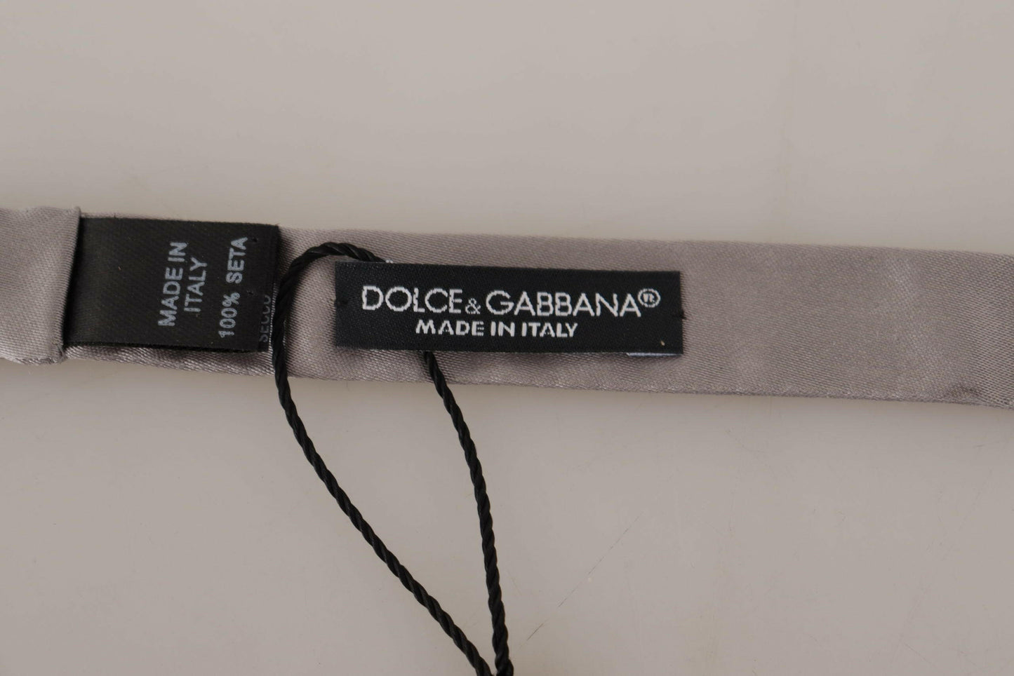 Dolce & Gabbana Silver 100% Silk Slim Adjustable Neck Papillon Tie