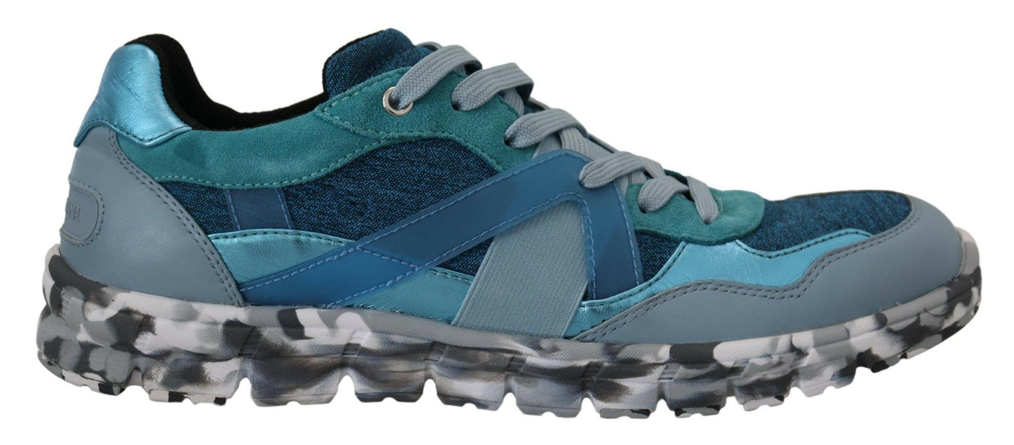 Dolce &amp; Gabbana Blaugraue Sport-Sneaker aus Leder