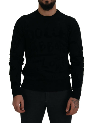 Pull élégant en laine noire avec logo Dolce &amp; Gabbana