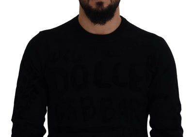 Pull élégant en laine noire avec logo Dolce &amp; Gabbana