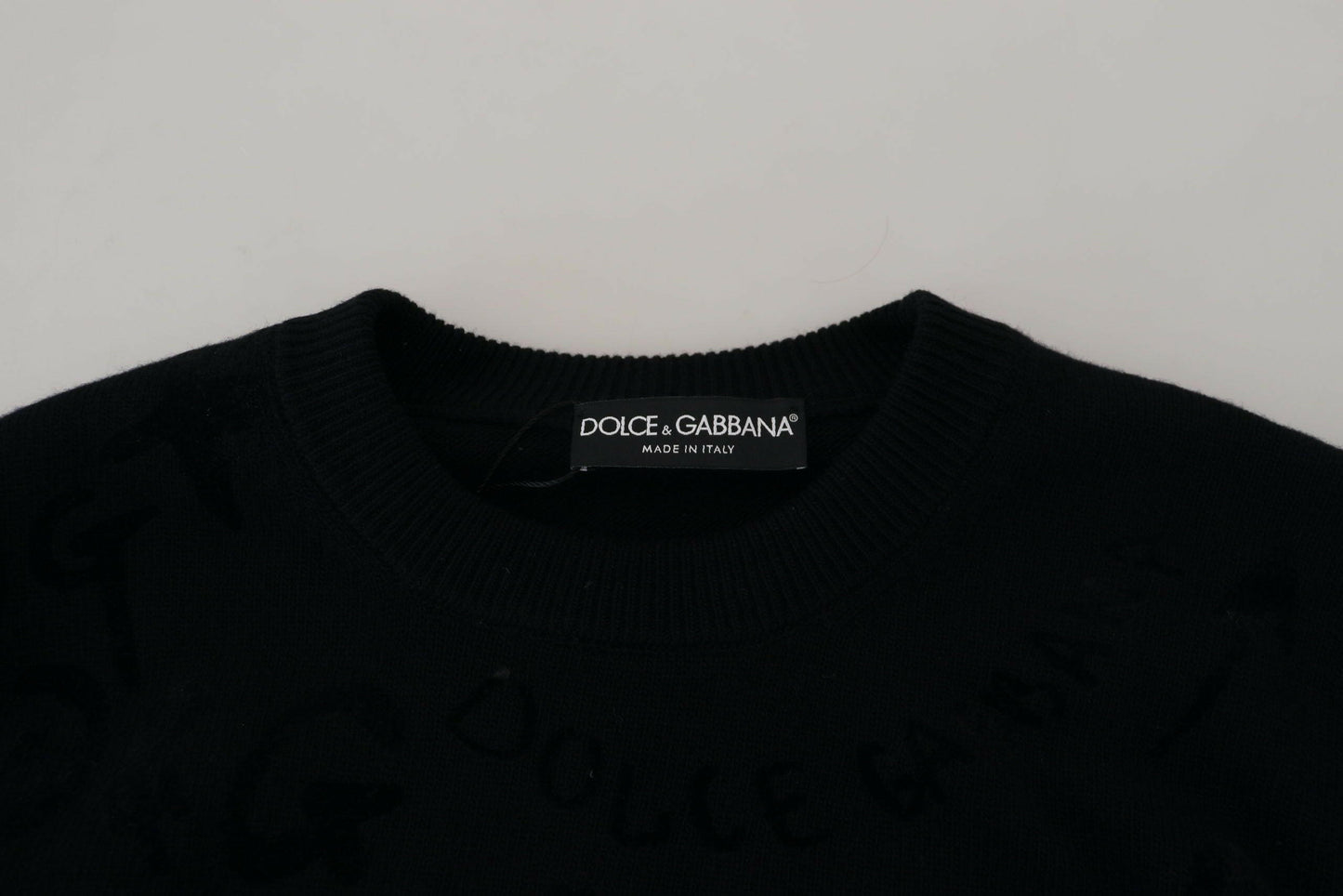 Pull élégant en laine noire avec logo Dolce &amp; Gabbana