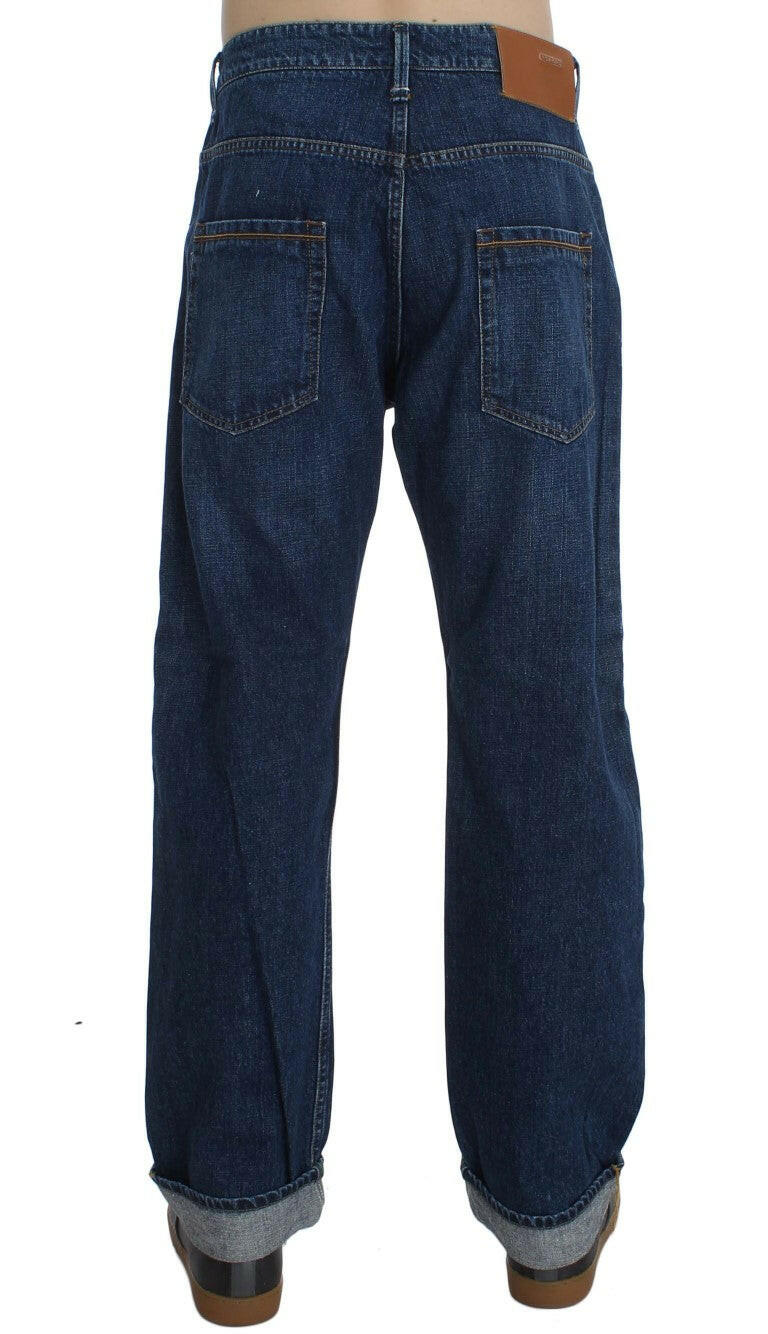 Acht Blue Wash Baggy Loose Fit Jeans aus Baumwolle