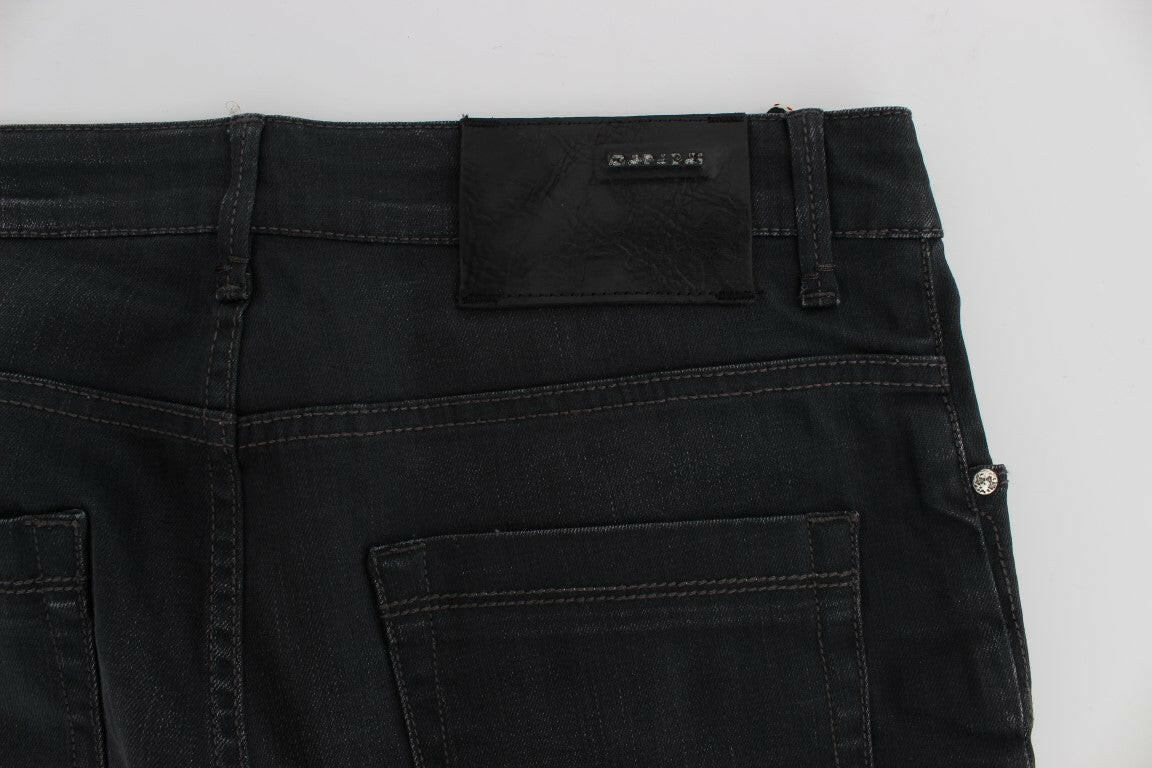 Acht Slim Fit Jeans aus Baumwollstretch in Grau