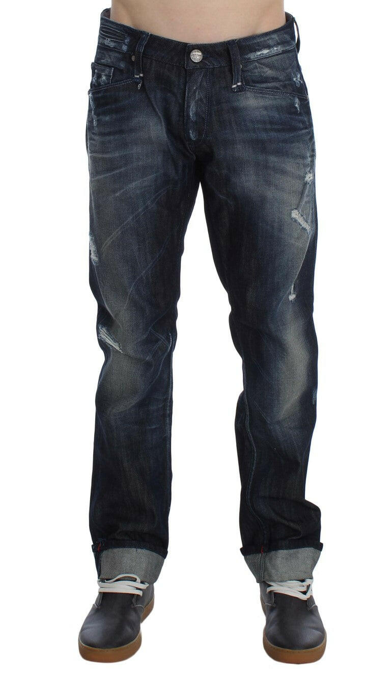 Acht Blue Cotton Regular Straight Fit Jeans