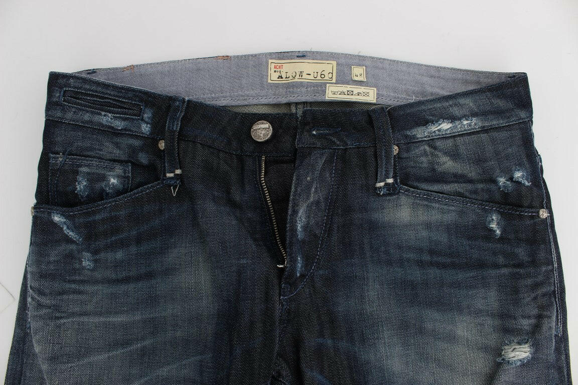 Acht Blue Cotton Regular Straight Fit Jeans