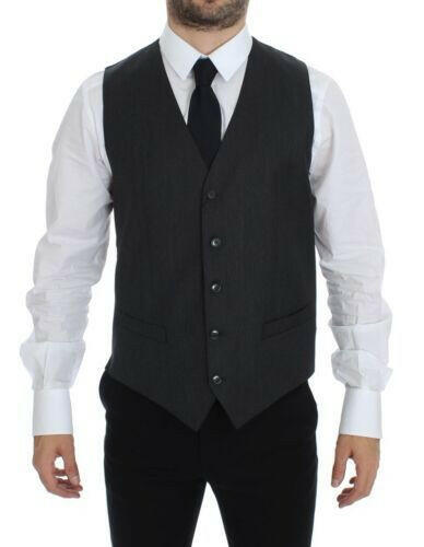Dolce & Gabbana Gray Wool Formal Dress Vest Gilet Weste