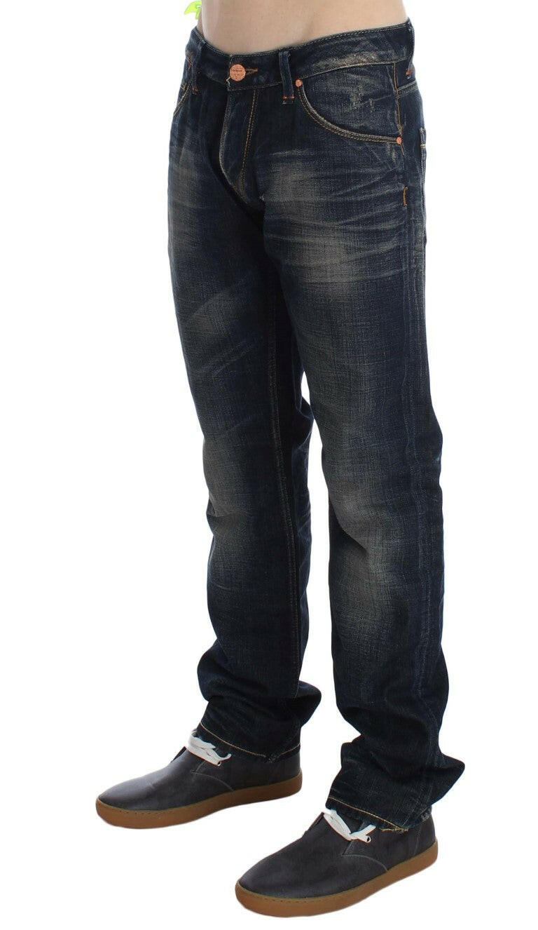 Acht Blue Wash Straight Fit Low Waist Jeans