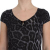 Cavalli Gray Leopard Modal T-Shirt Blouse Top