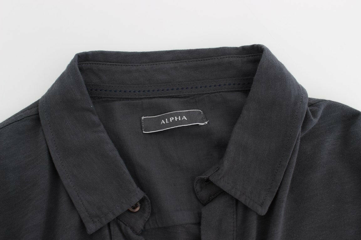 Alpha Massimo Rebecchi Freizeithemd aus Baumwolle in Grau mit Knopfleiste