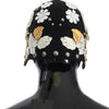 Dolce & Gabbana Black Wool White Floral Gold Leaf Hat