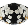 Dolce & Gabbana Black Wool White Floral Gold Leaf Hat