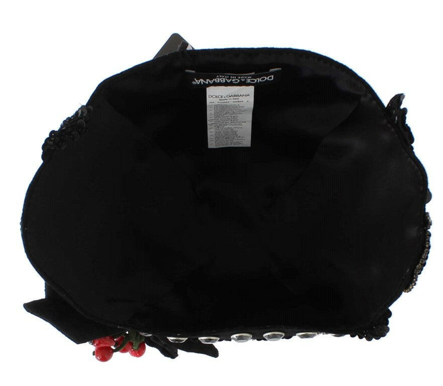 Dolce &amp; Gabbana Élégant chapeau cloche noir orné de cristaux