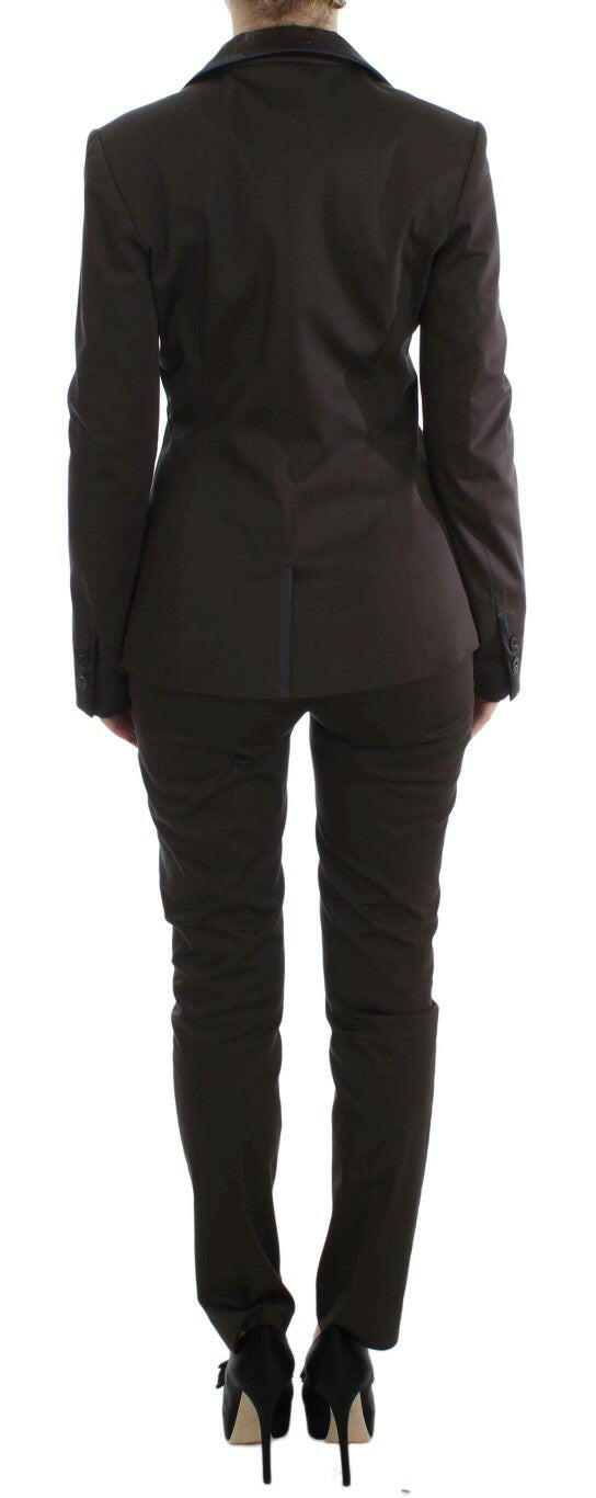 Exte Brown Stretch Two Button Suit