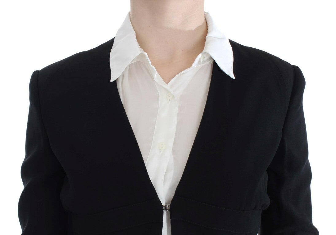 Exte Black Blue Two Piece Suit Skirt & Blazer