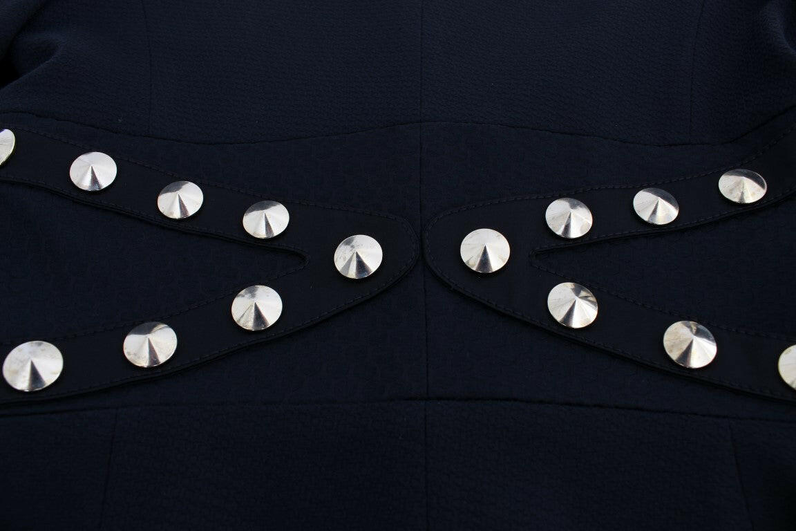 Exte Black Cotton Stretch Gold Studded Blazer Jacket