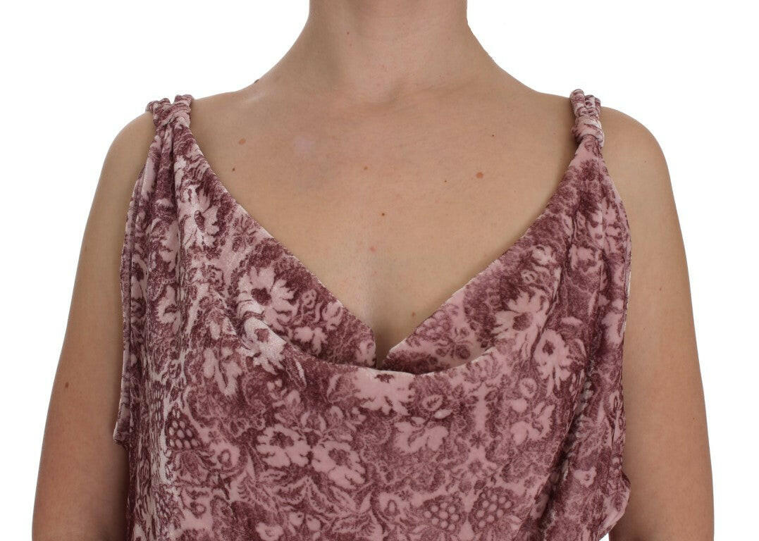 Exte Pink Floral Print Viscose Silk Blouse Top