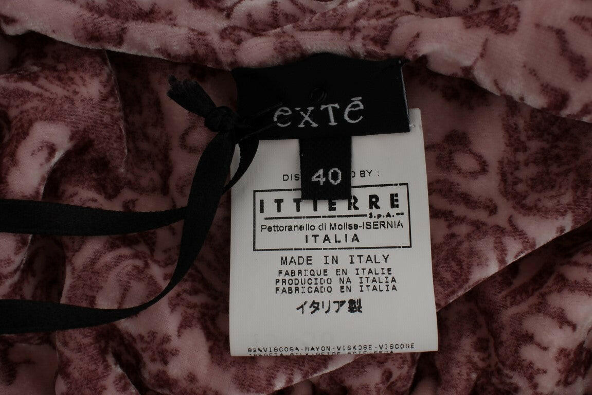 Exte Pink Floral Print Viscose Silk Blouse Top