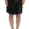 Exte Black Wool Silk Above Knee Straight Skirt