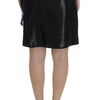Exte Black Wool Silk Above Knee Straight Skirt