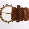 Dolce & Gabbana Brown Raffia Wood Beaded Wide Waist Belt