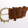 Dolce & Gabbana Brown Raffia Wood Beaded Wide Waist Belt