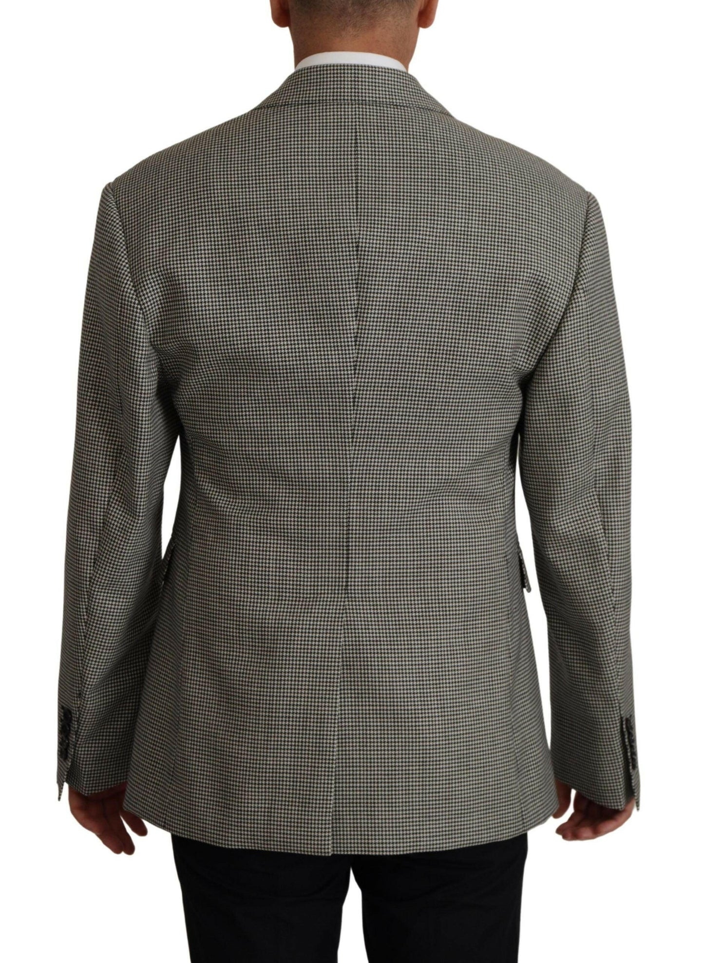 Dolce & Gabbana Gray Checkered Single Breasted Jacket Blazer