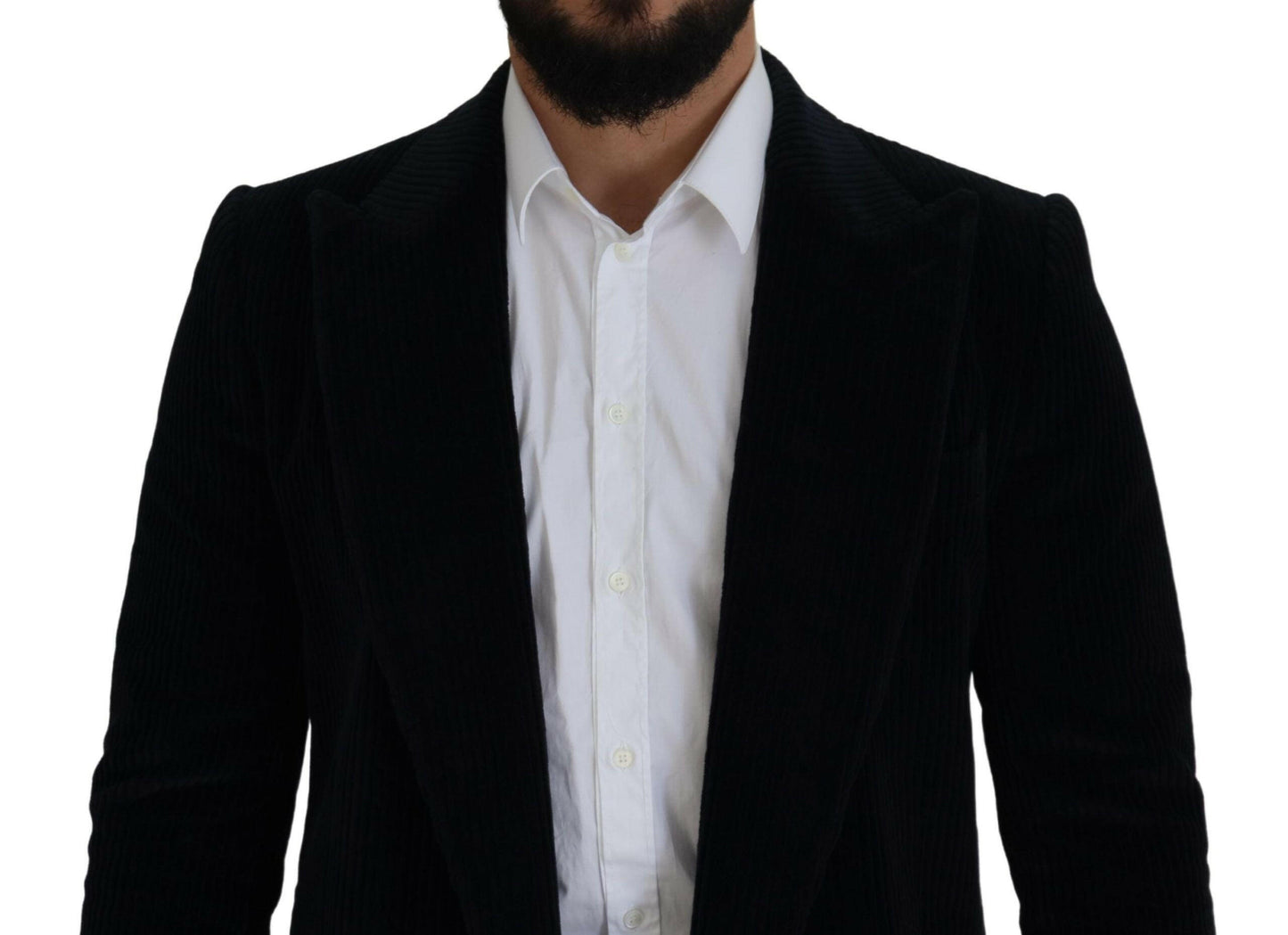 Dolce &amp; Gabbana Schwarzer Baumwoll-Cardigan, langer Mantel, Herrenjacke