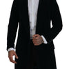 Dolce &amp; Gabbana Schwarzer Baumwoll-Cardigan, langer Mantel, Herrenjacke