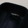 Dolce &amp; Gabbana Schwarzer Baumwoll-Cardigan, langer Mantel, Herrenjacke