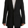 Dolce &amp; Gabbana Schwarzer einreihiger Blazer aus Wolle v