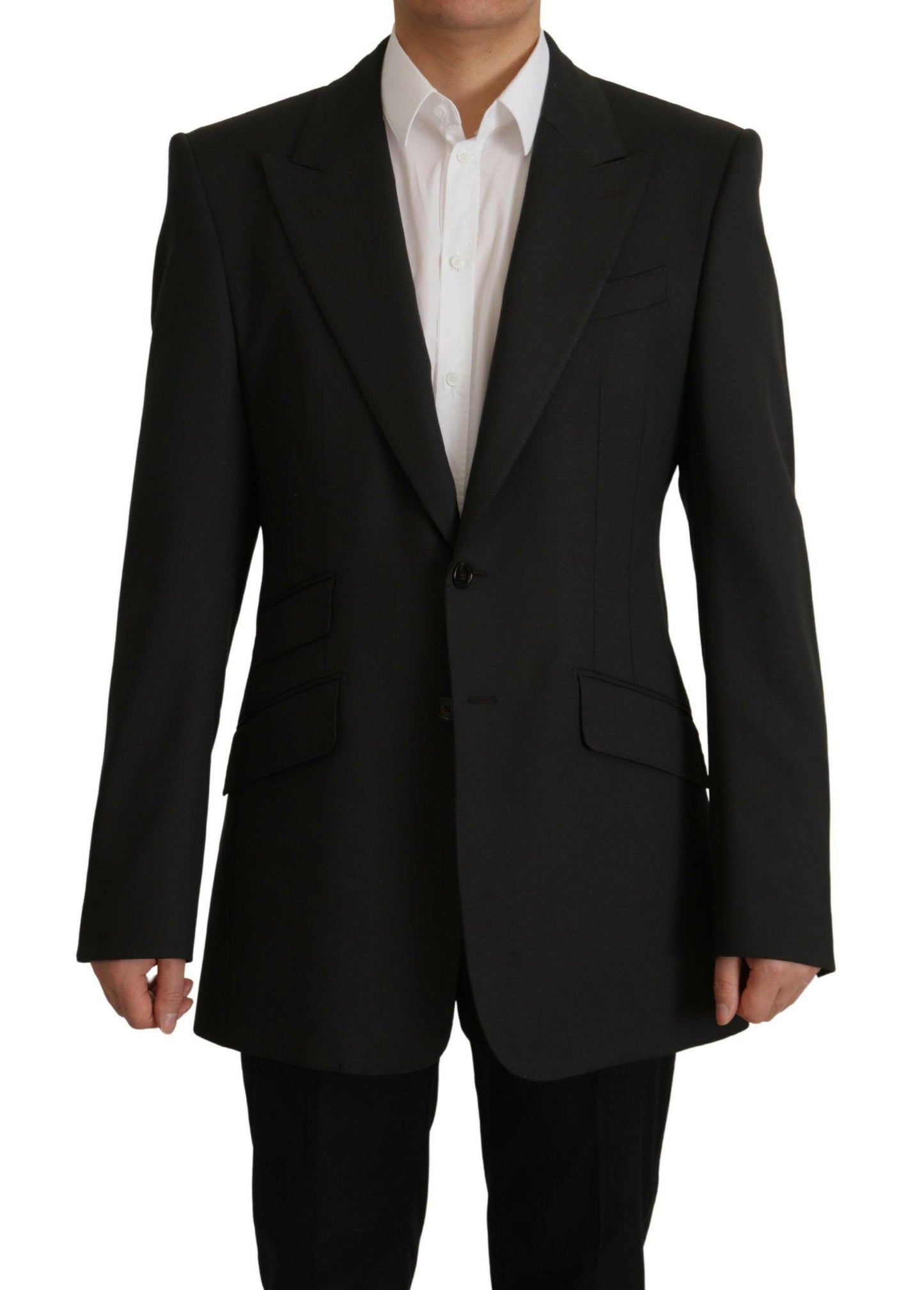 Dolce &amp; Gabbana Schwarzer einreihiger Blazer aus Wolle v
