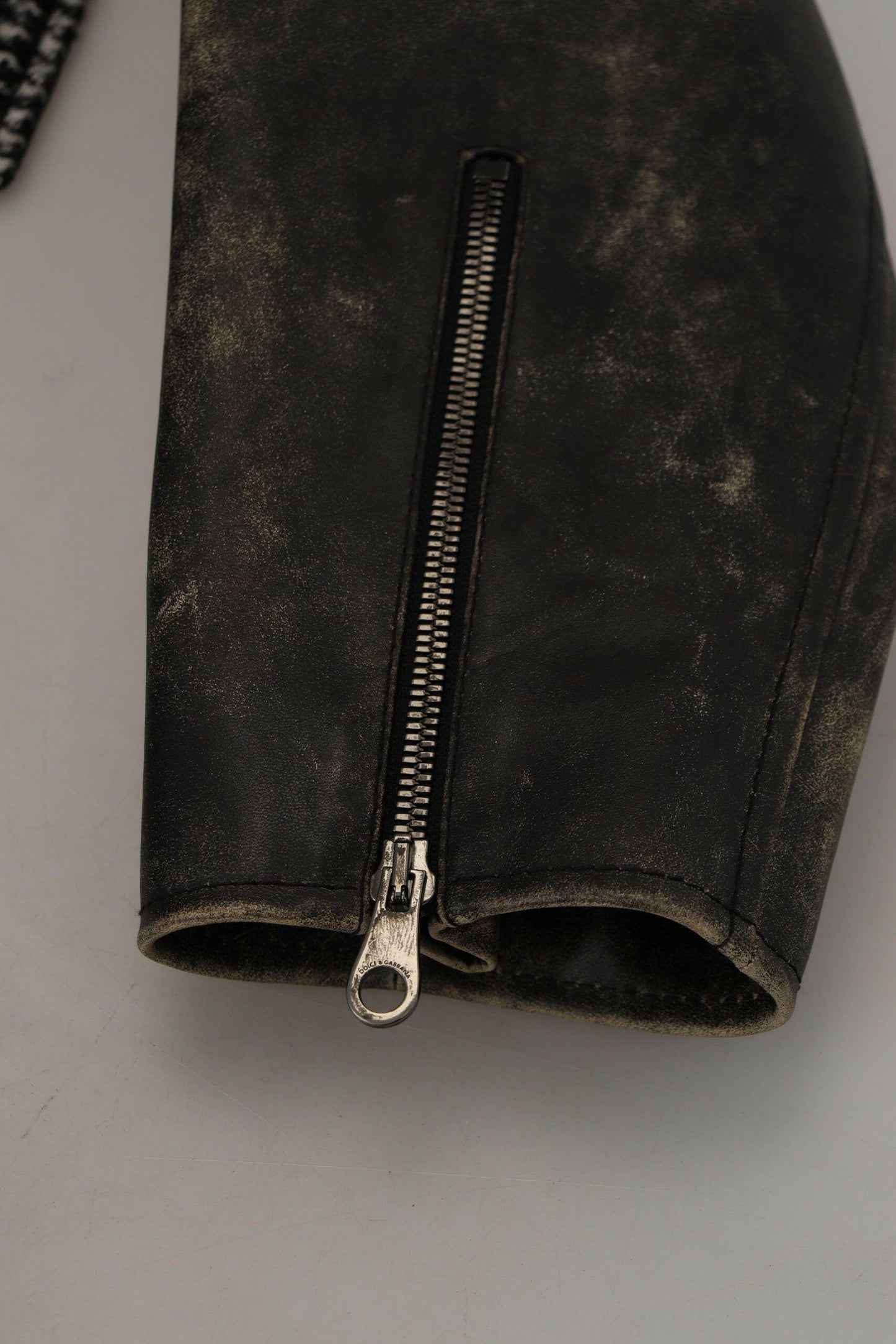 Dolce & Gabbana Black Houndstooth Polyester Bomber Jacket