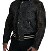 Dolce & Gabbana Black Houndstooth Polyester Bomber Jacket