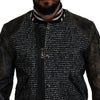 Dolce & Gabbana Black Houndstooth Polyester Bomber Jacket