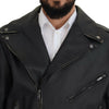 Dolce & Gabbana Black Leather Biker Coat Zipper Jacket