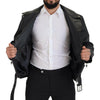 Dolce & Gabbana Black Leather Biker Coat Zipper Jacket