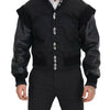 Dolce & Gabbana Black Nylon Crystals Coat Buttons Jacket