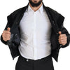 Dolce & Gabbana Black Nylon Crystals Coat Buttons Jacket