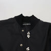 Dolce & Gabbana Black Nylon Crystals Coat Buttons Jacket