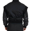 Dolce & Gabbana Black Nylon Crystals Coat Buttons Jacket